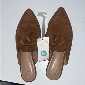 A New Day Brown Chain Detail Mules